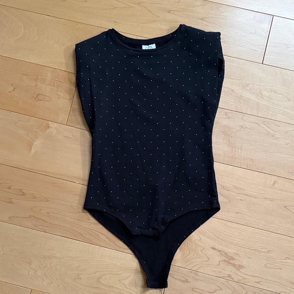 Zara Black Kids Bodysuit with White Dots